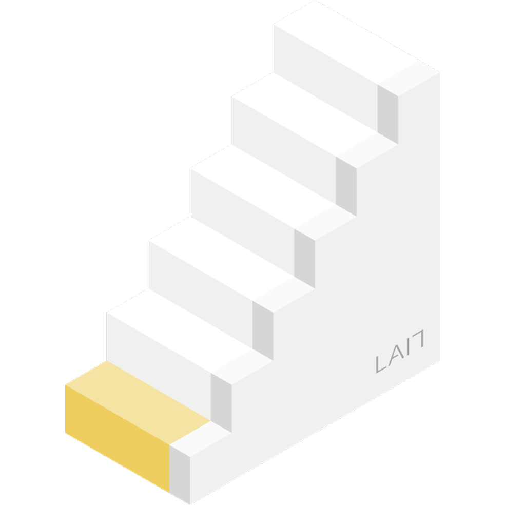 Den digitale trappe har 6 trin. Det nederste gule trin svarer til et digitalt visitkort