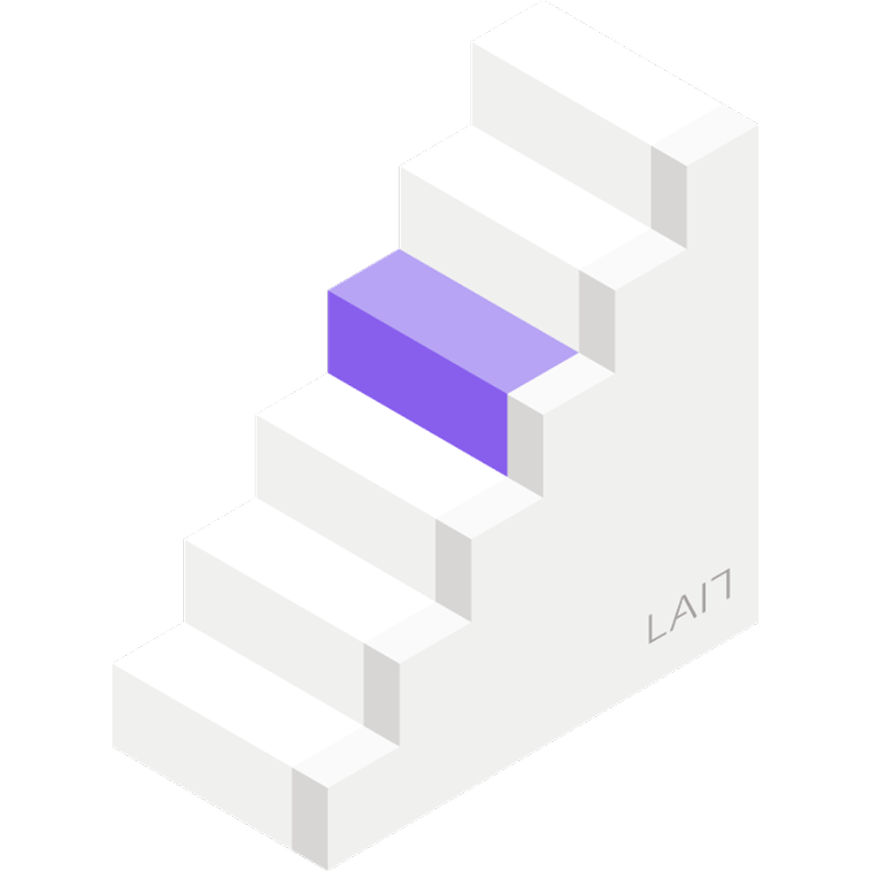 Den digitale trappe har seks trin. Det fjerde lilla trin svarer til at have digital selvbetjening
