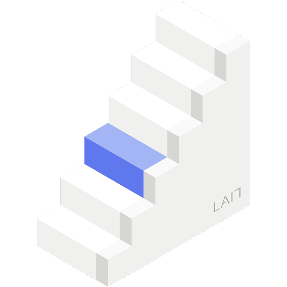 Den digitale trappe har 6 trin. Det tredje blå trin svarer til at have et digitalt produktkatalog
